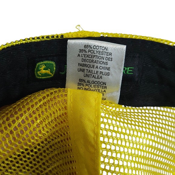 John Deere Trucker Hat Black Yellow Mesh Logo Adjustable Snapback - Picture 4 of 5